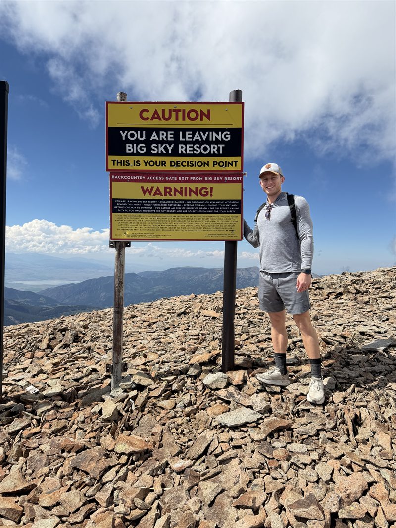 Chris Kern at the backcountry gate above Big Sky Resort, Montana